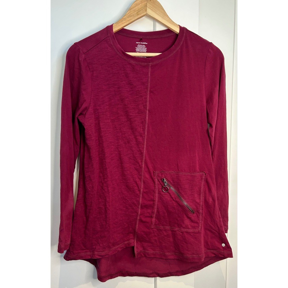 Neon Buddha Womens XS Berry‎ Red Artsy Cottagecore Asymmetric  Festival Boho